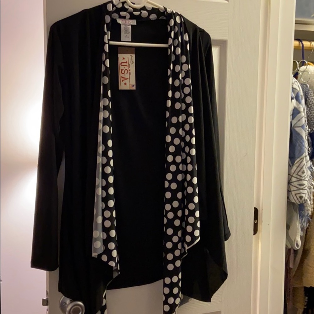 Black open cardigan